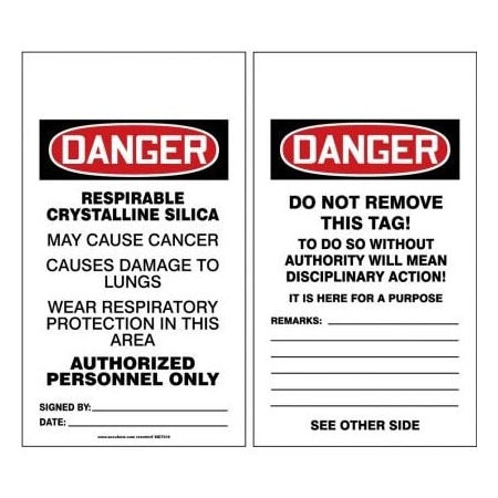 OSHA DANGER SAFETY TAGS RESPIRABLE MDT018LTP